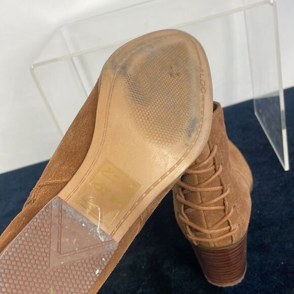 ALDO Tan Suede Lace Back Booties - Picture 5 of 5